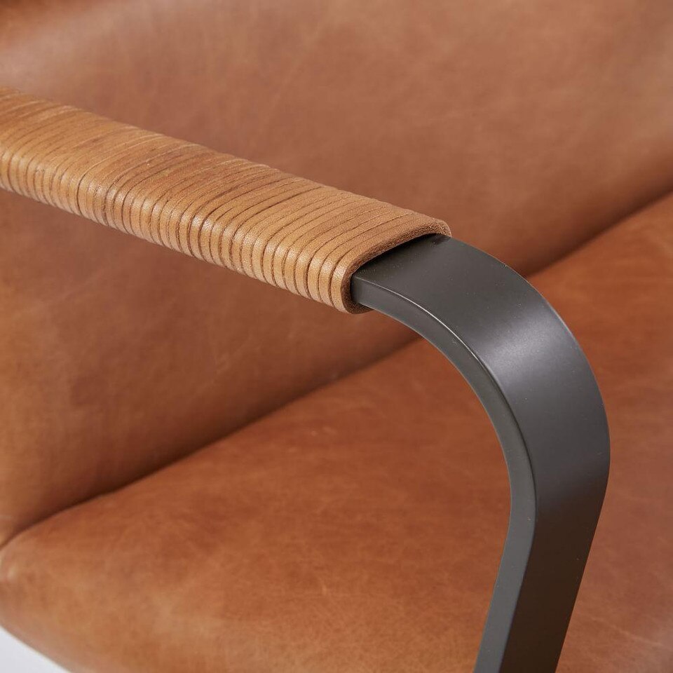 Cooper Mid-Century Leather Swivel Office Chair | west elm United Kingdom
